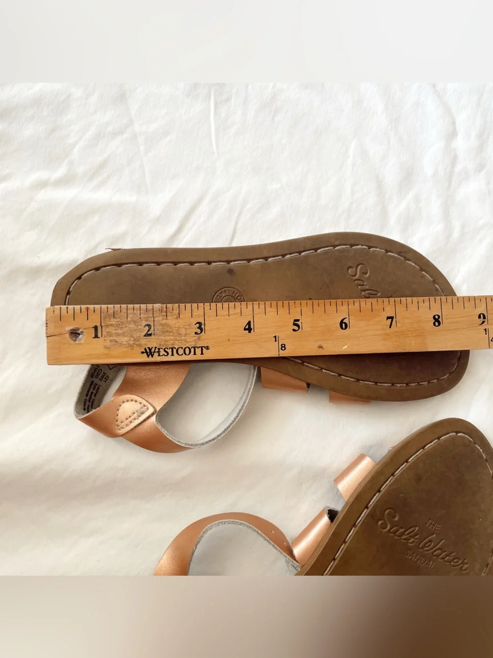 SALT WATER Sandals Hoy Fisherman Rose Gold Leather Buckle Mary Jane Strappy